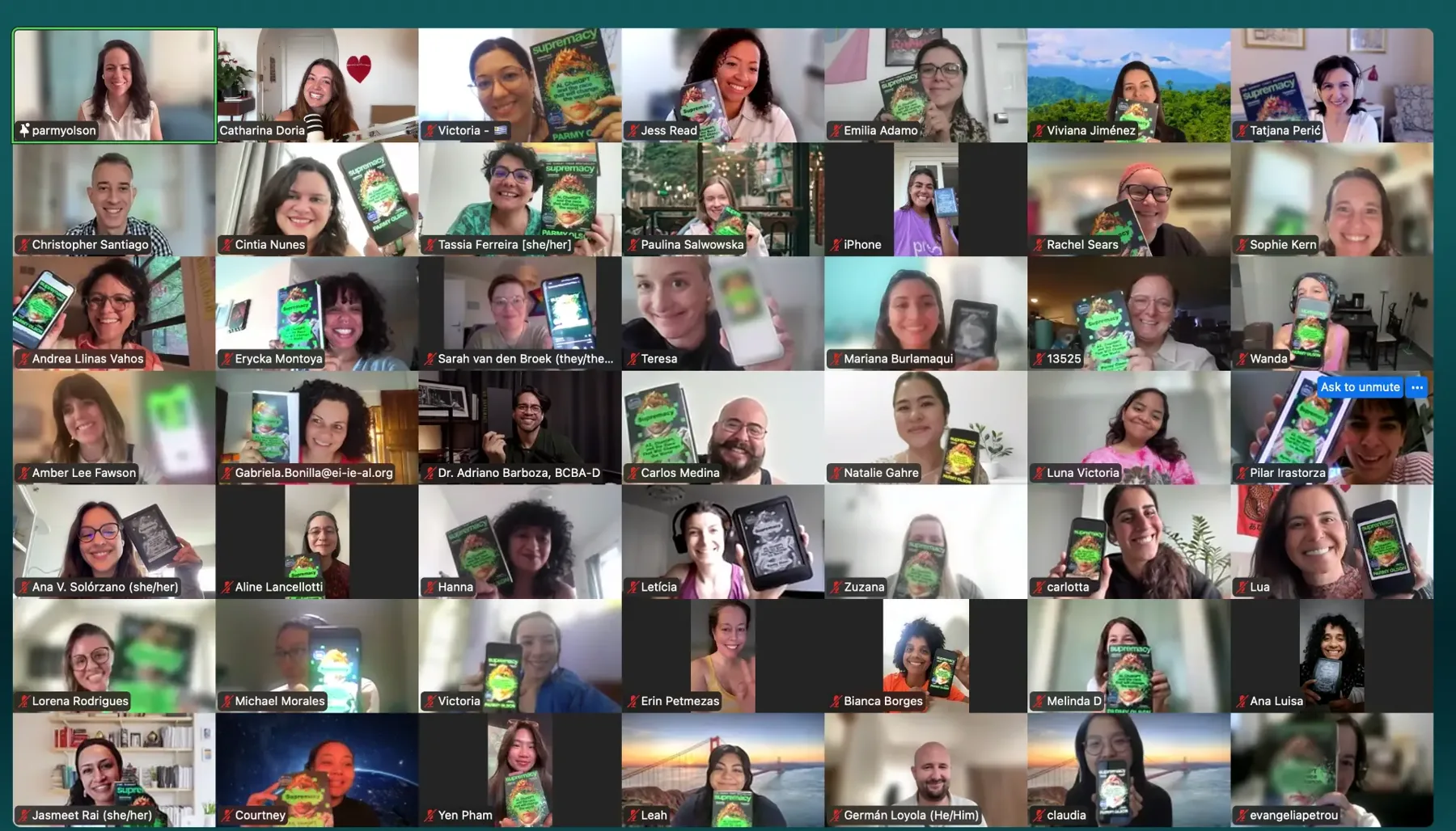 Live AI Survival Club call with author Parmy Olson - members worldwide holding up Supremacy