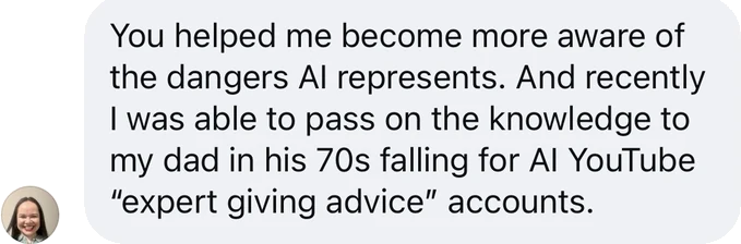 Message from a community member about the impact of Catharina's work