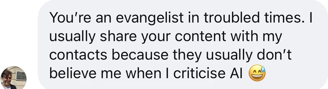 Message from a community member about the impact of Catharina's work