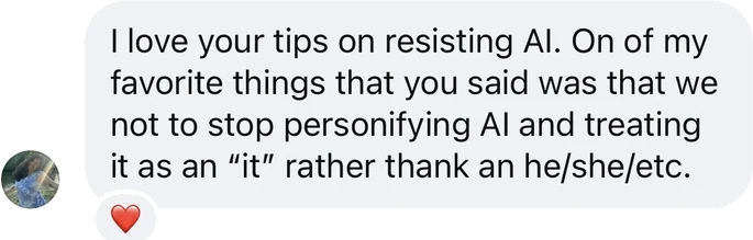 Message from a community member about the impact of Catharina's work