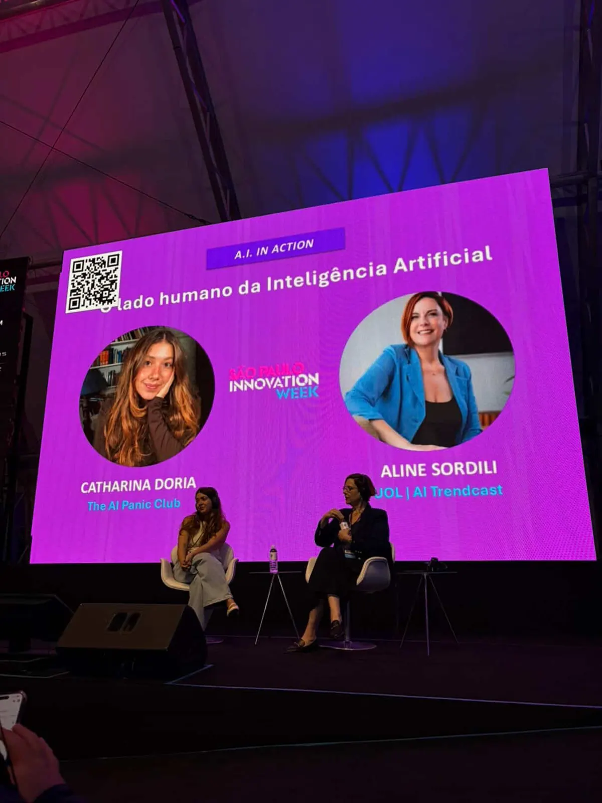 Catharina Doria on stage at São Paulo Innovation Week on the human side of AI